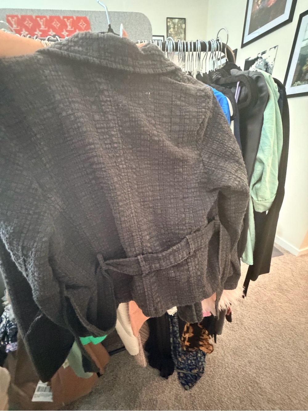 Free People Black Open-Front Textured Cardigan - Picture 3 of 3
